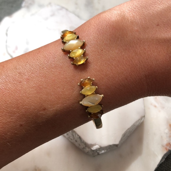 Lucky Brand Jewelry - Lucky Brand Gold Tone Faceted Stone Hinge Bracelet